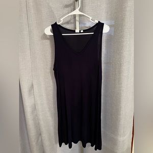 Navy blue v neck jersey dress